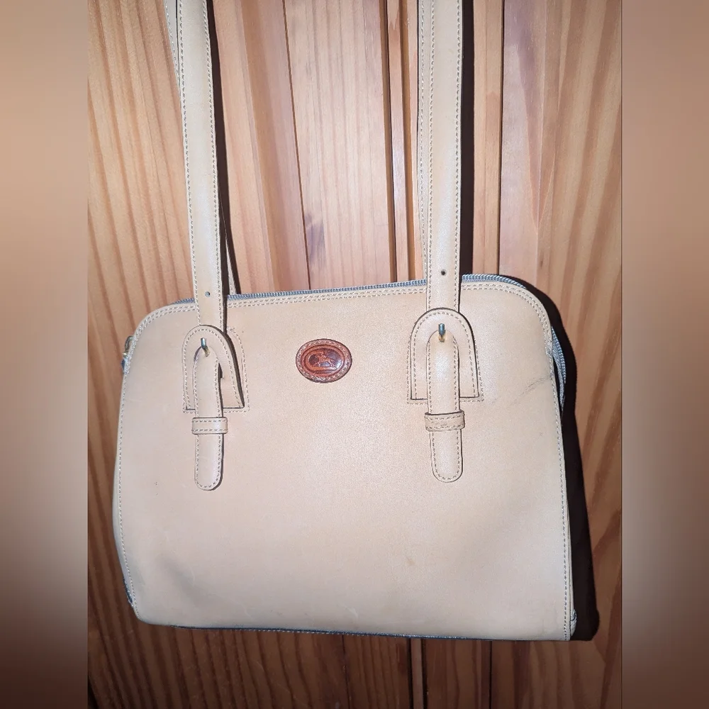 Vintage Cristian Tan Leather Satchel. Made In Italy.